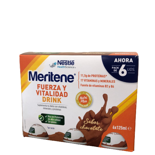 MERITENE Pack Ahorro Batido Chocolate 3×15 sobres + 6 Drinks Fuerza y  vitalidad – Farmacia Granvia 216